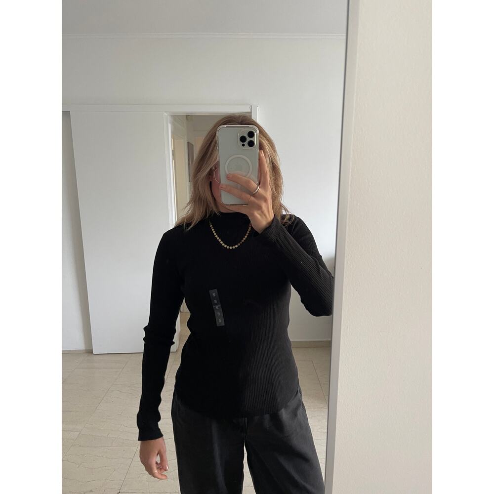 Uniqlo — Black Ribbed High Neck T-Shirt Long Sleeve — Women's Size Small NWT NEW - Picture 16 of 16